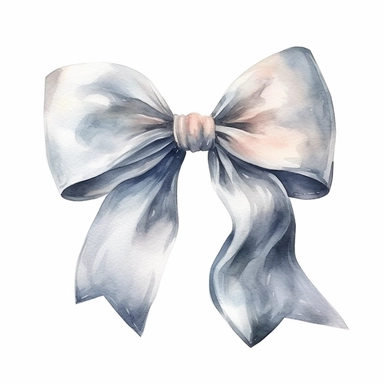 watercolor realistic hair bow single design clipart, white background, 8k