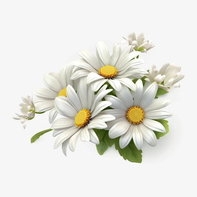 3d daisies, clipart, white background