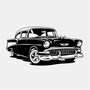 Chevrolet Bel Air clipart, black and white