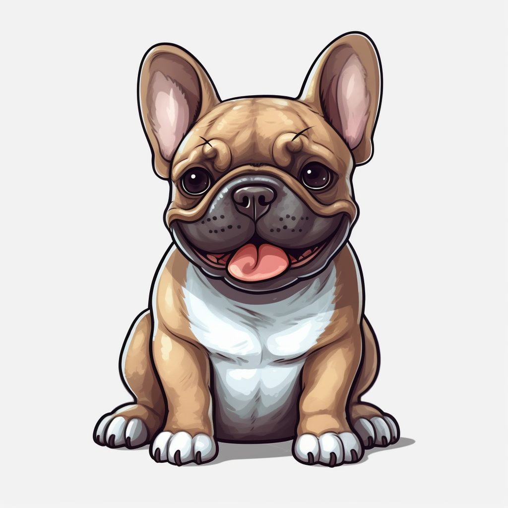 cute French Bulldog, happy and smiling, bold line, clipart, sticker ...