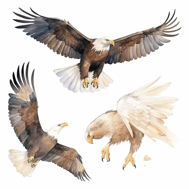 bald eagle wings, watercolour clipart