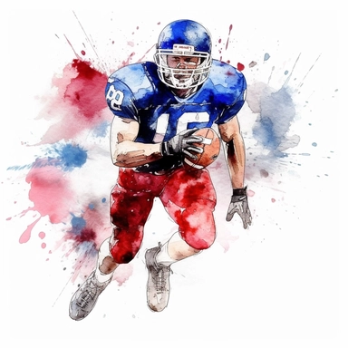 hyper detail, watercolour, american football player, white background, clipart