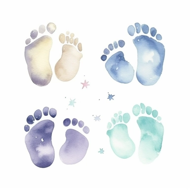 Cute baby footprint Clipart, Baby footstep, Watercolor Clipart, Nursery Decor. white background