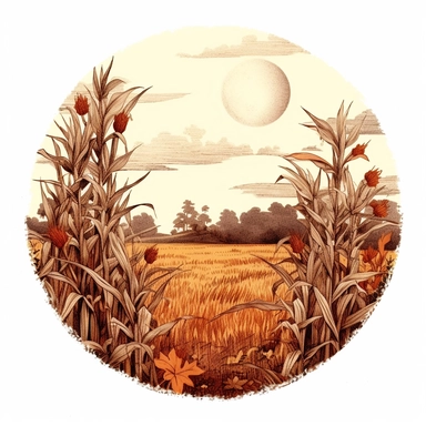 clipart of a harvest moon, white background, clipart, vintage style--q2--s1000