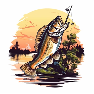Gone Bass Fishing clipart,White backgroun