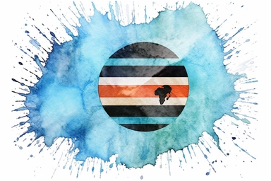 Watercolor, Botswana Country Flag, clipart, hd, on a white background, spaced out