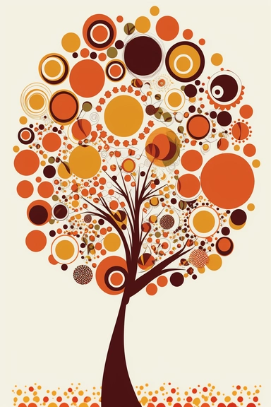 free spring tree clipart clipart images, in the style of vibrant mosaic, orange and maroon, abstract minimalistic compositions, abstract form, shaped canvas, folk art-inspired, white background, simplistic vector art