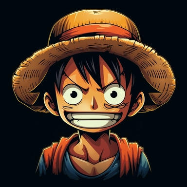 destroyed clipart of One Piece Monkey D.Luffy with black backround
