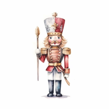 nutcracker illustration soft watercolour high resolution white background clipart
