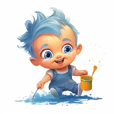 cartoon baby clipart baby boy baby girl, in the style of spray painted realism, realistic watercolor paintings, duy huynh, animated gifs, playful and colorful depictions, light amber and sky-blue