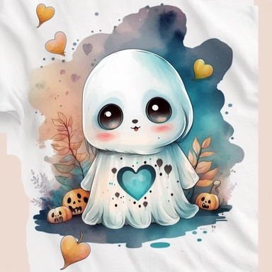 Baby Ghost Clipart PNG Watercolor Cute Halloween T-shirt Sublimation