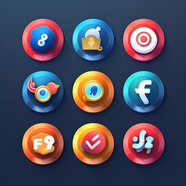 Design a clipart series of icons representing different social media platforms (e.g., Facebook, Instagram, Twitter) for a digital marketing presentation.
