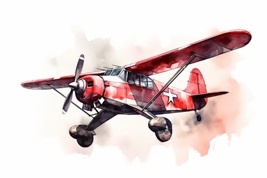 Watercolor, General Aviation Aircraft, clipart, hd, on a white background, spaced out