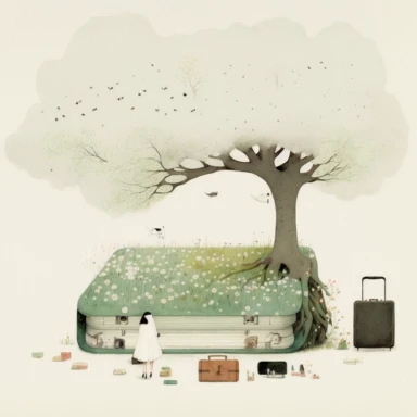 in the style of Ryo Takemasa, xuan loc xuan, Lisa Audit, Anastasia Suvorova, Jon Klassen, greg tocchini, separated isolated single of picnic blanket with books and lunchbox under the sakura tree, green grass, petals rain, wind blowing, flowers, tranquil and serene, white background, fantasy, magical, cute, white background, cozy, vector, clipart, elaborate, ultra-detailed, best quality, well composed, vibrant colors, high definition, UHD