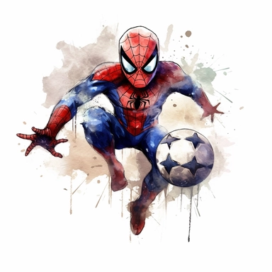cute Spider-Man football watercolour white background Clipart