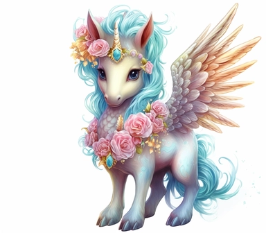 Pastel Beautiful Fairy Baby Unicorn Clipart ,Cartoon,hyper realistic, intricate detail, illustration style,high solution,on the white background , 32k resolution, ultra high definition