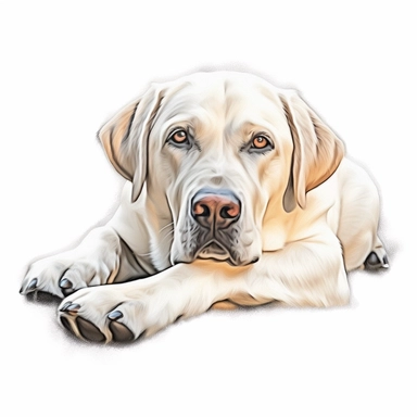 clipart of realistic labrador retriever, full body, lying on back, white background