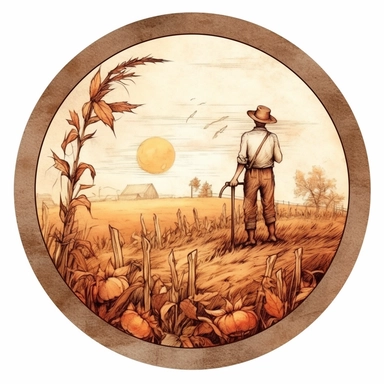 clipart of a harvest moon, white background, clipart, vintage style--q2--s1000