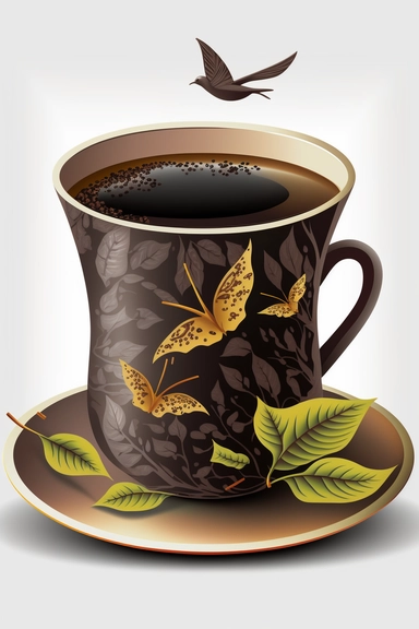 pottery cup of coffee, cartoon, vector, sharp focus, super detailed, illustration, 16:9, v4, q2, 16k, high quality, clipart