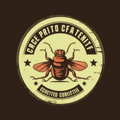 vintage logo pest control company, clipart, funny, nice