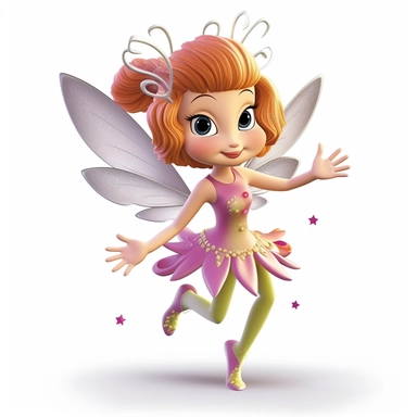 clipart showcasing cute illustration of whimsical fairy with just two legs & perfect hands with five fingers, unreal engine, nice shoes, delicate wings, magical wands, joyful jumping pose with a white background in a magical and enchanting style, lovely, whimsical, 3D vector art, cute and quirky, fantasy art, Adobe Illustrator, hand-drawn, digital painting, character-focused, 4K resolution, photorealistic rendering, character-focused and chess pieces, using Cinema 4D, aquarelle painting, romanti