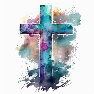 beautiful water color style Christian cross clip art