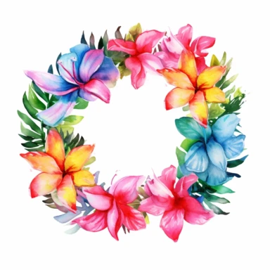 watercolor lei clipart on white background /fast