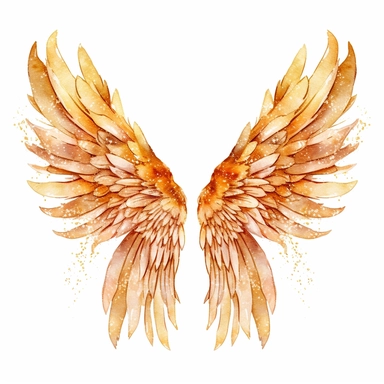 golden angel wings, watercolour clipart
