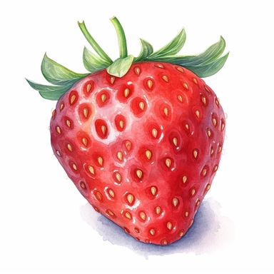 one strawberry watercolor clipart on a white background, in the style of hyperrealistic murals, silver and red, uhd image, light black and crimson, gray and crimson, no watermark, text, words, paintbrush, 300 DPI , typography, the images do not stick together, no text in the picture, there are no words in the tree
