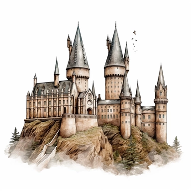 harry potter hogwarts castle, clip art, white background