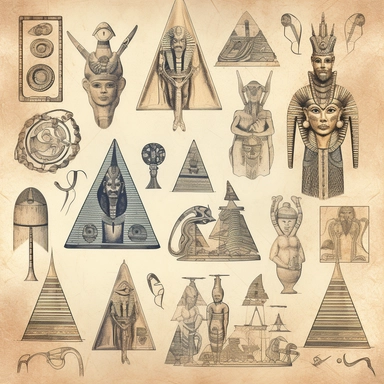 Vintage egyptian gods and pyramids pencil sketch, ephemera paper design with ornate illustrations, vintage, distressed textures, muted colors, craft paper texture, pen and ink on paper with watercolor washes Watercolor, vector, white background, rice paper texture, clipart, Seamless patterns, repeating patterns design, flat illustration, outlined , Vector, 4K, Art station, digital print, highly detailed clean, detailed illustration, 3D vector art, cute and quirky, fantasy art, watercolor effect,