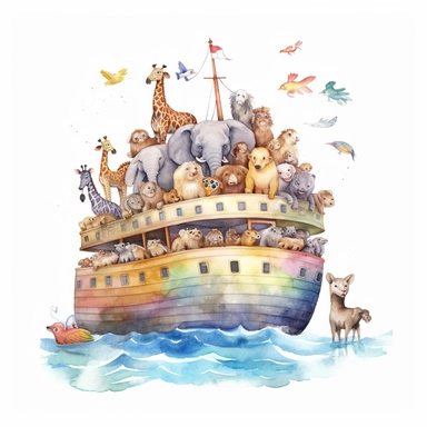 watercolour Noah's Ark clipart, white background