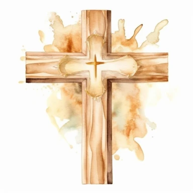 Cross Clipart, Watercolor Christian light wooden cross, Baptism Cross, Wedding Invitations, Holy Spirit, Religious Illustration