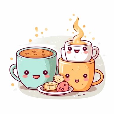 clipart of cute breakfast kawaii white background