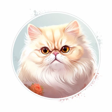 sweet persian cat, vector art, clipart, white background, rounded corners