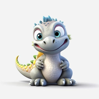 cute baby dinosaur, grey, 3D, toy, clipart, fantasy art, white background, 8k resolution, super sharp