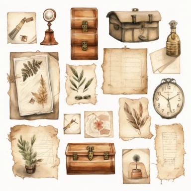watercolor vintage mail clipart in neutral colors sepia tone