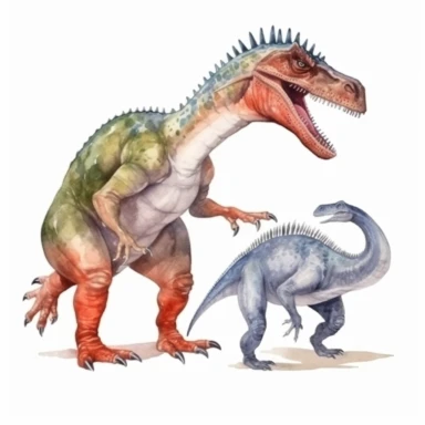 aggressive dinosaurs, full body, clipart set on white background, watercolor
