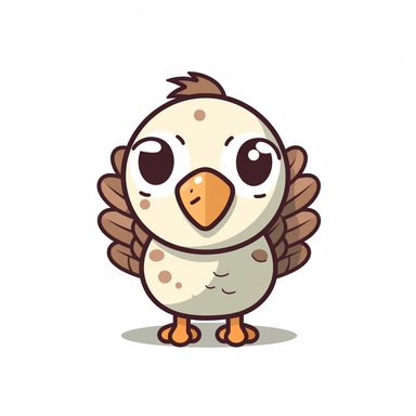 cute kawaii clipart icon of a turkey, full body, friendly, anime style, in white background, soft color blending, rounded
