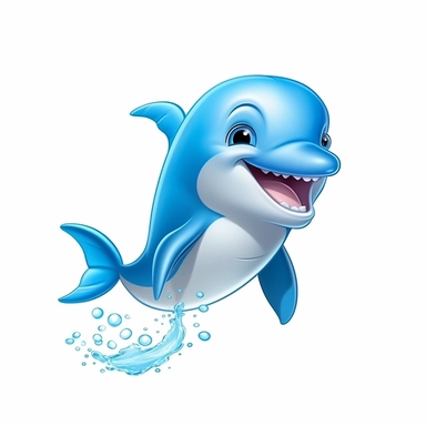 clipart with white background, a cute baby dolphin, clearly defined separate image, high quality--ar3:4-no mockups, watermarks, numbers, writing, letters--q2--v5.1--s1000
