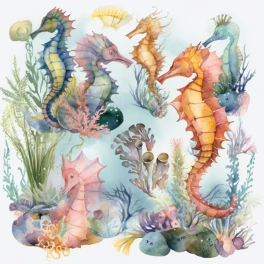 Underwater Clipart, Watercolor Sea Clipart, Watercolor Clipart, Wedding Clipart, seahorses Clipart, pastel and mate, Ocean Clipart, Tropical Clipart, full hd