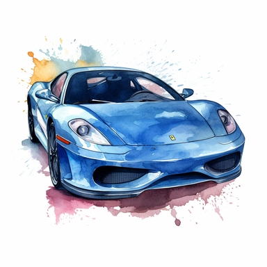 extreme detail watercolour sport car clipart