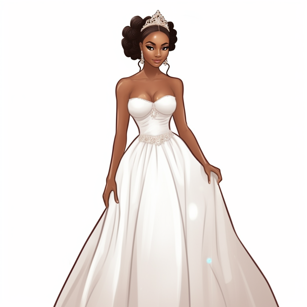 full body beautiful brown melanin debutante wearing a white wedding ...