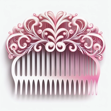 one pretty pink and white hair comb clipart, vector illustration, highly detailed, white background, hd