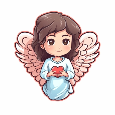 clipart of angel heart , cartoon style, vector, on a white background