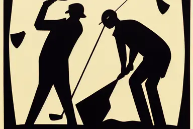 golf silhouette, linocut, clipart