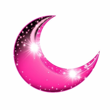 An illustration of a pink glowing beautiful half moon against white background, outerglow, innerglow, fairytail style, white background, clipart, PNG pure white background, high resolution, best quality