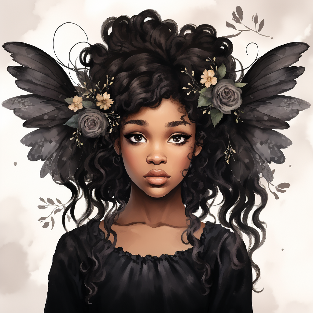 Watercolor Floral Black Fairy Girl Clipart Bundle - Commercial Use ...