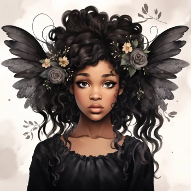 Watercolor Floral Black Fairy Girl Clipart Bundle - Commercial Use,foral black fairy, girl clipart, watercolor fairy,black girl magic HD, detailed pasel colored hues, cartoon realism