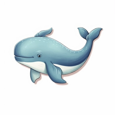 simple cartoon whale clipart for wall art in nursery